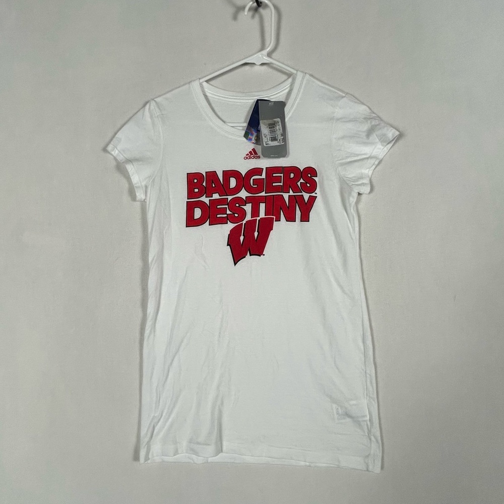 Wisconsin Badgers NWT Adidas Short Sleeve Women’s M Red White Logo NCAA College